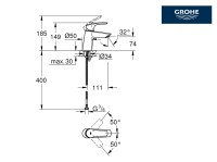 MEDIDAS MONOMANDO LAVABO EUROSMART GROHE